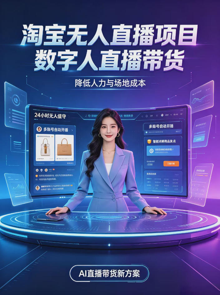 淘宝AI无人直播带货，24小时自动开播低门槛副业，无需真人长时间出镜，持续引流出单【揭秘】-孔明聊项目
