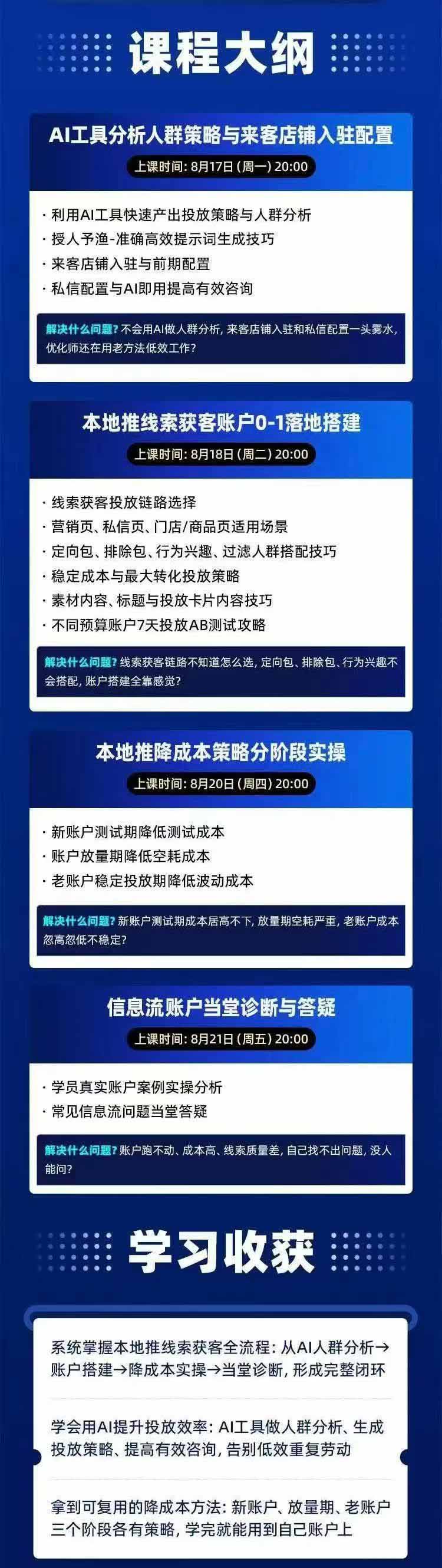 图片[2]-2026巨量AD本地推线索获客全流程实战课-33期更新1027：AI人群分析、账户搭建、7天测试、分阶段降本与投放优化-孔明聊项目