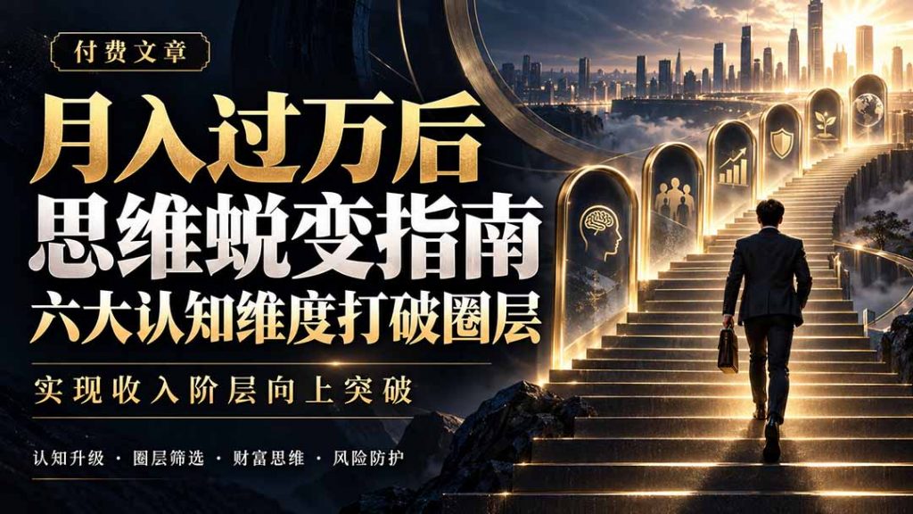 付费文章：月入过万后思维蜕变指南，六大认知维度打破圈层，实现收入阶层向上突破-孔明聊项目