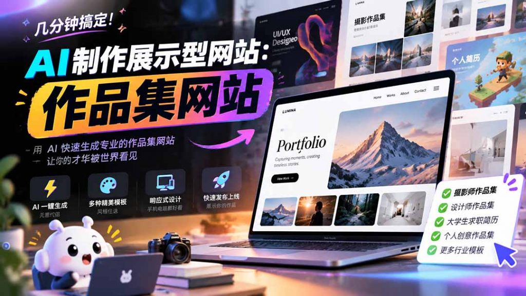 几分钟搞定,AI制作展示型网站制作:作品集网站,用AI快速生成专业的作品集网站,接单变现!-孔明聊项目