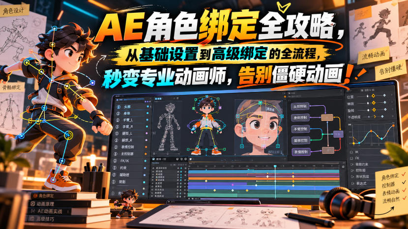 【无水印】AE角色绑定全攻略，从基础设置到高级绑定的全流程，秒变专业动画师，告别僵硬动画！【原创双语字幕】-孔明聊项目
