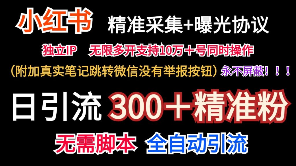小红薯精准采集＋无限曝光＋真实笔记跳转微信，永不屏蔽（日引300＋精准粉）-孔明聊项目