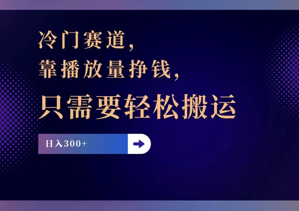 （11965期）冷门赛道，靠播放量挣钱，只需要轻松搬运，日赚300+-孔明聊项目