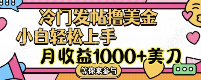 冷门发帖撸美金项目，月收益1000+美金，简单无脑，干就完了【揭秘】-孔明聊项目