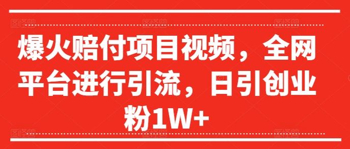 爆火赔付项目视频，全网平台进行引流，日引创业粉1W+【揭秘】-孔明聊项目
