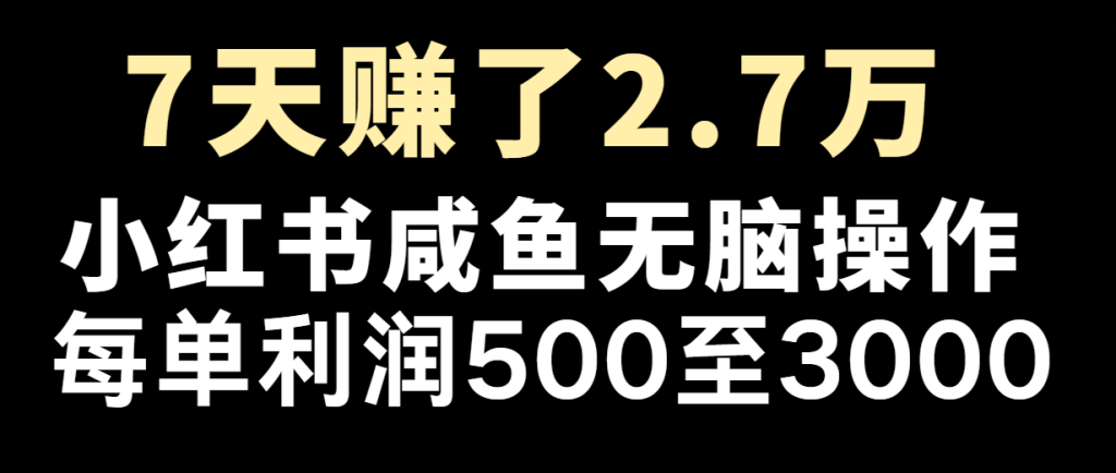 七天赚了2.7万！每单利润最少500+，轻松月入5万+小白有手就行-孔明聊项目