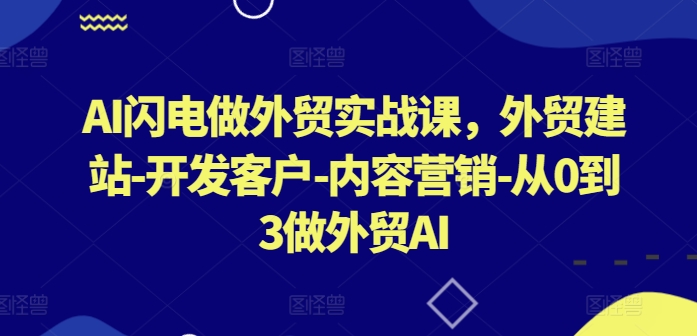 AI闪电做外贸实战课，​外贸建站-开发客户-内容营销-从0到3做外贸AI(更新)-孔明聊项目
