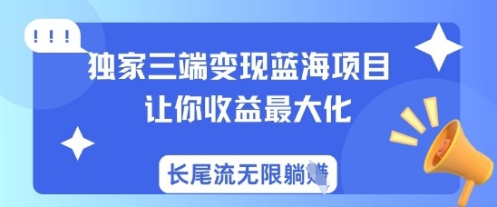 独家三端变现蓝海项目,让你收益最大化,长尾流无限躺挣-孔明聊项目