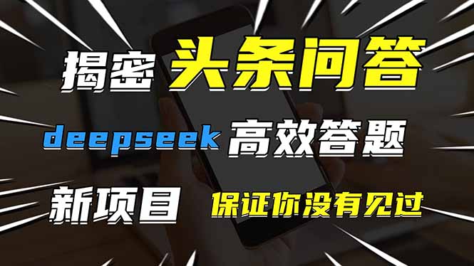 头条问答，刚出的新玩法！保证你没见过！用DeepSeek去高效答题，一个账…-孔明聊项目