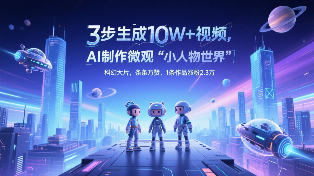 三步生成10W+视频，AI制作微观“小人物世界”科幻大片，条条万赞，1条作品涨粉2.3万-孔明聊项目