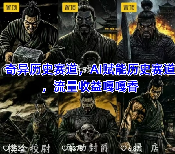 抖音奇异历史赛道,AI赋能历史赛道,流量收益嘎嘎香,狂撸伙伴计划-孔明聊项目