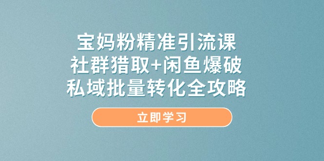 宝妈粉精准引流课，社群猎取+闲鱼爆破，私域批量转化全攻略-孔明聊项目