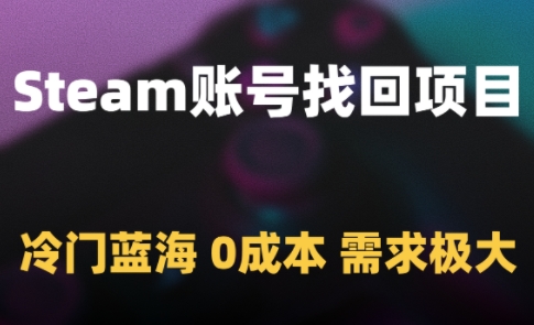 Steam账号找回项目，冷门蓝海，0成本，需求极大-孔明聊项目