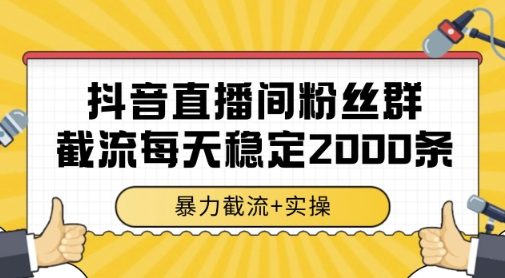 抖音直播间粉丝群暴力截流,一台电脑每天稳定2000条数据,暴力截流+实操 【揭秘】-孔明聊项目