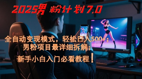 2025男粉计划7.0，全自动变现模式，轻松日入5张+，新手小白必看课程-孔明聊项目