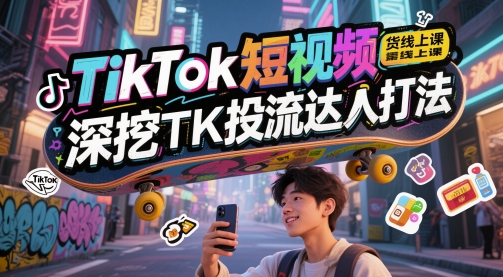 TikTok短视频带货线上课,深挖TK投流达人打法-孔明聊项目