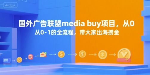 国外广告联盟media buy项目，从0-1的全流程，带大家出海捞金-孔明聊项目