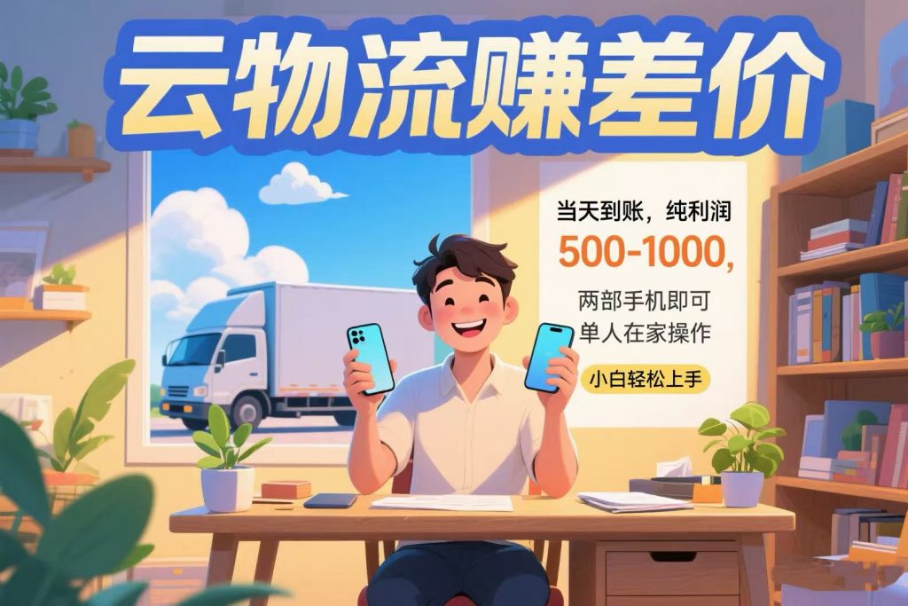 云物流赚差价 当天到账纯利润500-1000 两部手机即可 可单人在家操作 小…-孔明聊项目