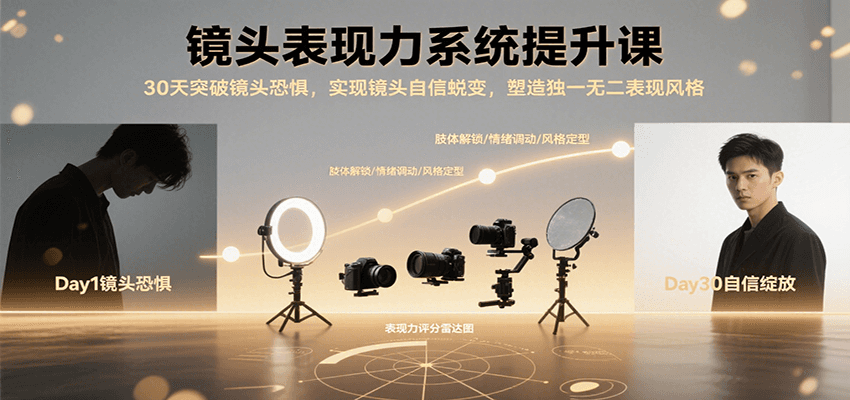 镜头表现力系统提升课，30天突破镜头恐惧实现自信蜕变，塑造独一无二表现风格-孔明聊项目