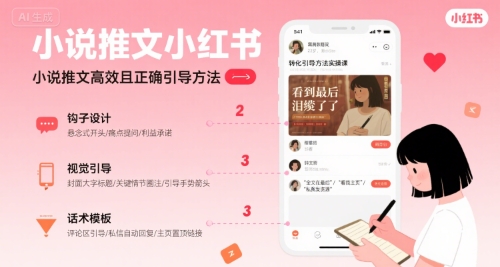 小说推文小红书高转化引导方法实操课，小说推文高效且正确引导方法-孔明聊项目