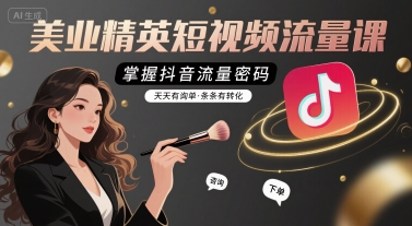 美业精英短视频流量课,掌握抖音流量密码,天天有询单,条条有转化-孔明聊项目
