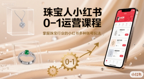 珠宝人小红书0-1运营课程，掌握珠宝行业的小红书多种账号玩法-孔明聊项目