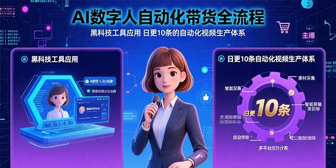AI数字人自动化带货全流程：黑科技工具应用 日更10条的自动化视频生产体系-孔明聊项目