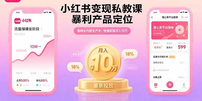 小红书变现私教课，暴利产品定位，高转化内容生产术，快速实现月入10万-孔明聊项目
