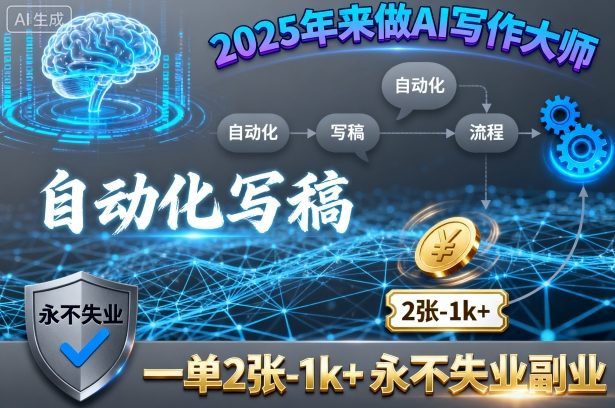 2025年来做AI写作大师，自动化写稿，一单2张-1k+，永不失业副业-孔明聊项目