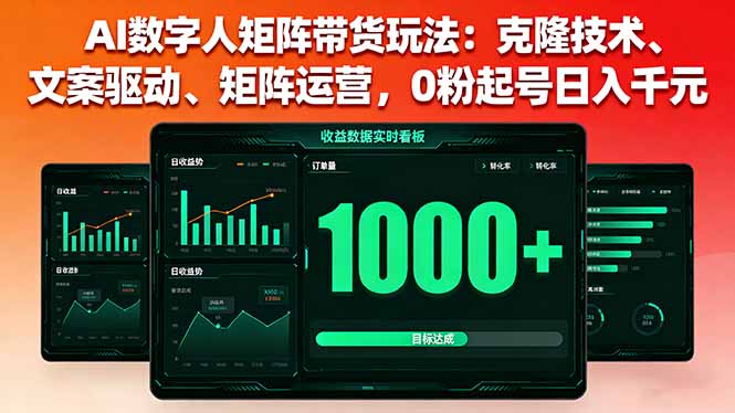 AI数字人矩阵带货玩法：克隆技术、文案驱动、矩阵运营，0粉起号日入千元-孔明聊项目