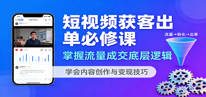 短视频获客出单必修课:掌握流量成交底层逻辑,学会内容创作与变现技巧-孔明聊项目