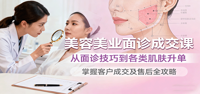 美容美业面诊成交课,从面诊技巧到各类肌肤升单,掌握客户成交及售后全攻略-孔明聊项目