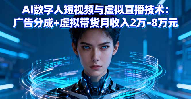 AI数字人短视频与虚拟直播技术：广告分成+虚拟带货月收入2万-8万元-孔明聊项目