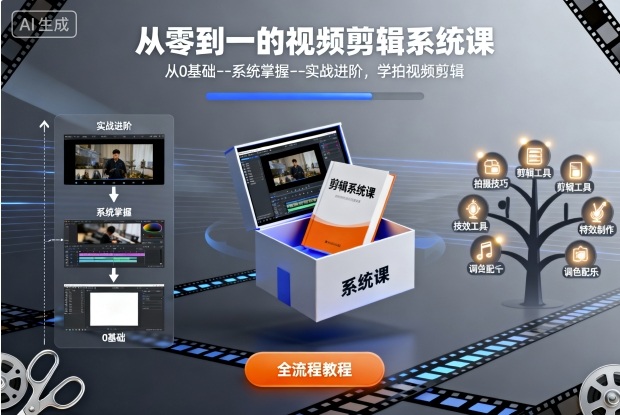 从零到一的视频剪辑系统课，从0基础–系统掌握–实战进阶，学拍视频剪辑-孔明聊项目