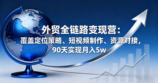 外贸全链路变现营：覆盖定位策略、短视频制作、资源对接，90天实现月入5w-孔明聊项目