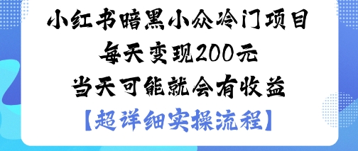 小红书暗黑小众冷门项目每天变现2张当天可能就会有收益-孔明聊项目
