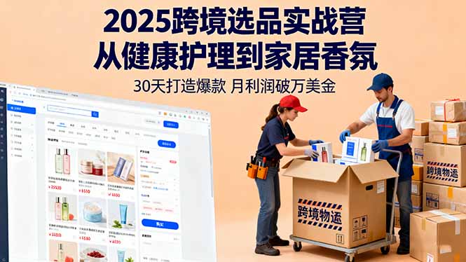 2025跨境选品实战营：从健康护理到家居香氛，30天打造爆款,月利润破万美金-孔明聊项目