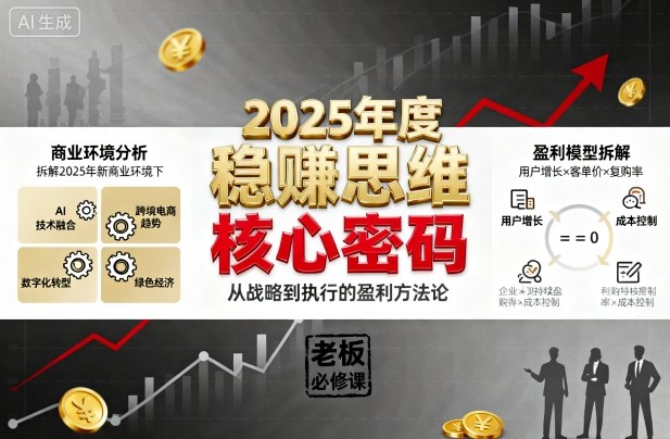 2025年度稳賺思维老板创业营，拆解2025年新商业环境下，企业实现持续盈利的核心密码-孔明聊项目