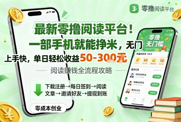 最新零撸阅读平台！一部手机就能挣米，无门槛上手快，单日轻松收益50-3张【揭秘】-孔明聊项目