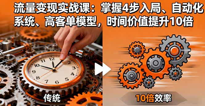 流量变现实战课：掌握4步入局、自动化系统、高客单模型，时间价值提升10倍-孔明聊项目