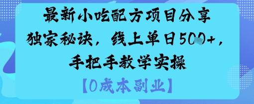最新小吃配方项目分享独家秘诀,线上单日5张,手把手教学实操-孔明聊项目