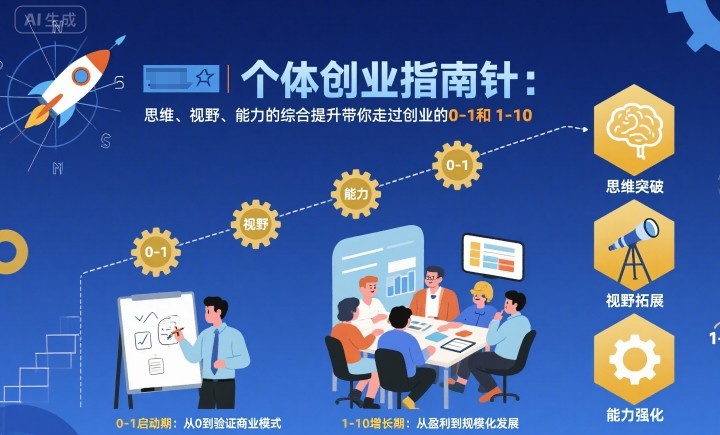 个体创业指南针，思维、视野、能力的综合提升带你走过创业的0-1和1-10【音频】-孔明聊项目