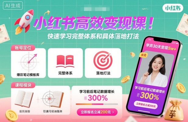 小红书高效变现课，快速学习小红书完整体系和具体落地打法-孔明聊项目