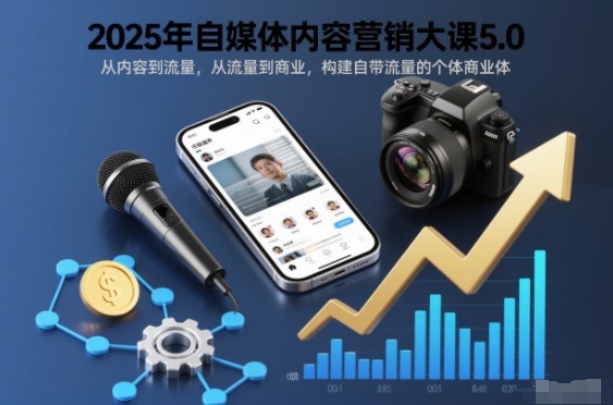 2025年自媒体内容营销大课5.0，从内容到流量，从流量到商业，构建自带流量的个体商业体-孔明聊项目