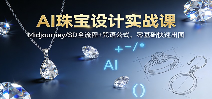 AI珠宝设计实战课：Midjourney/SD全流程+咒语公式，零基础快速出图-孔明聊项目