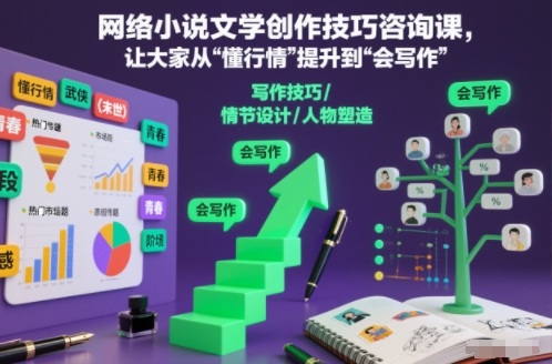 网络小说文学创作技巧咨询课，让大家从“懂行情”提升到”会写作”的高度-孔明聊项目