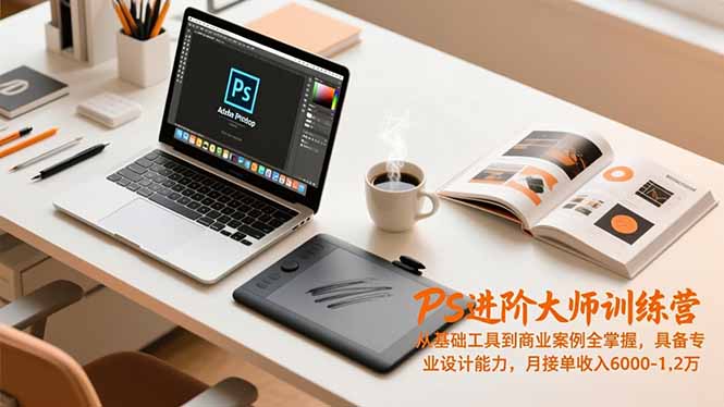 PS进阶大师训练营,从基础工具到商业案例全掌握,具备专业设计能力,月接单收入6000-1.2万-孔明聊项目