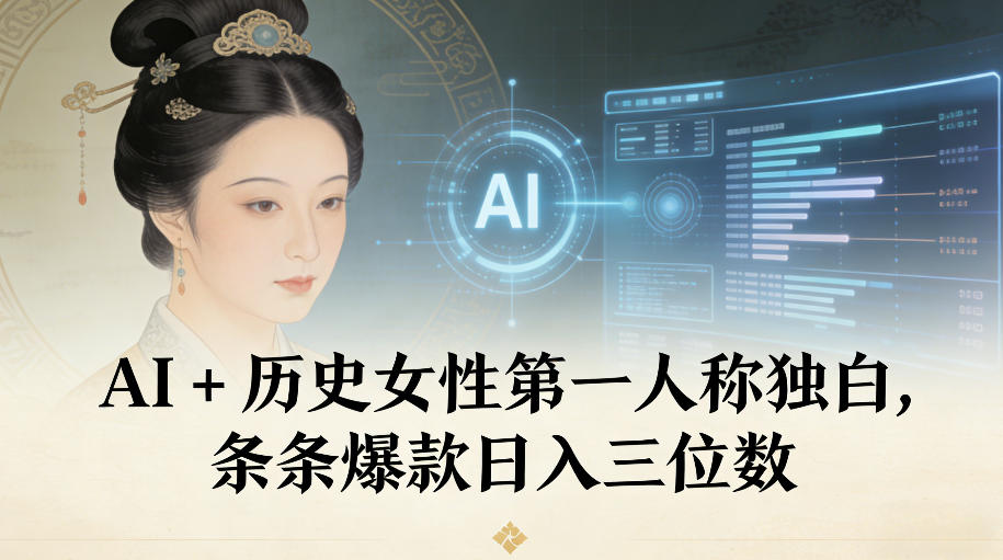 AI+历史女性第一人称独白，条条爆款日入三位数-孔明聊项目
