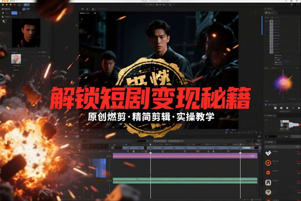 短剧拉新之原创燃剪精简剪辑实操课，解锁短剧变现秘籍-孔明聊项目