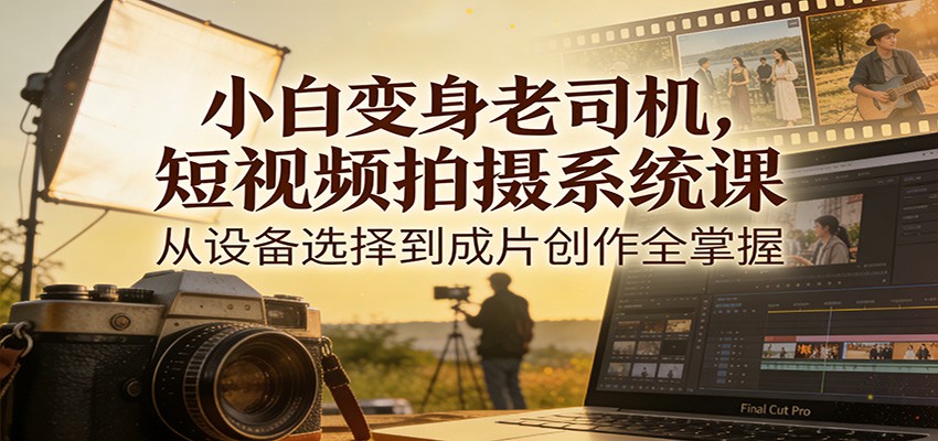 小白变身老司机，短视频拍摄系统课，从设备选择到成片创作全掌握-孔明聊项目